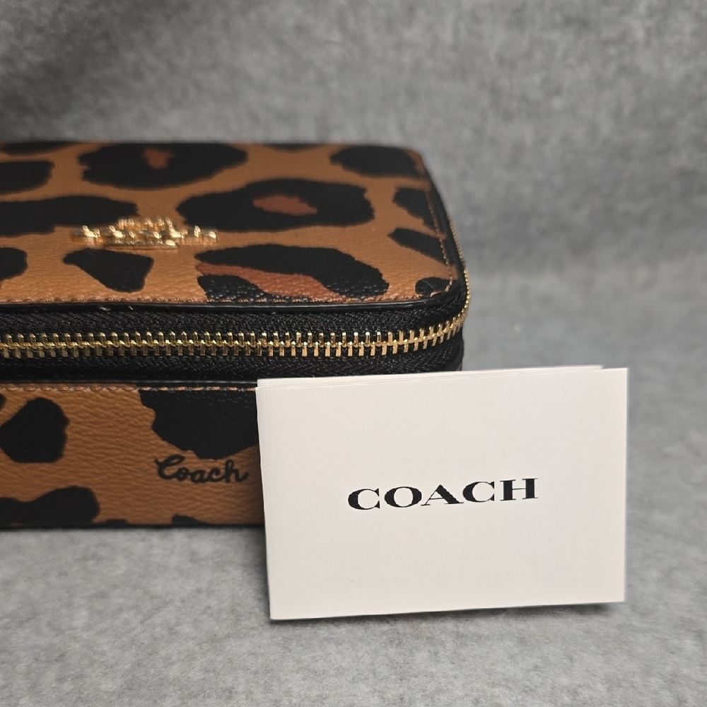 Coach Tan and Black Leopard Print Jewlry Box - Picture 8 of 11
